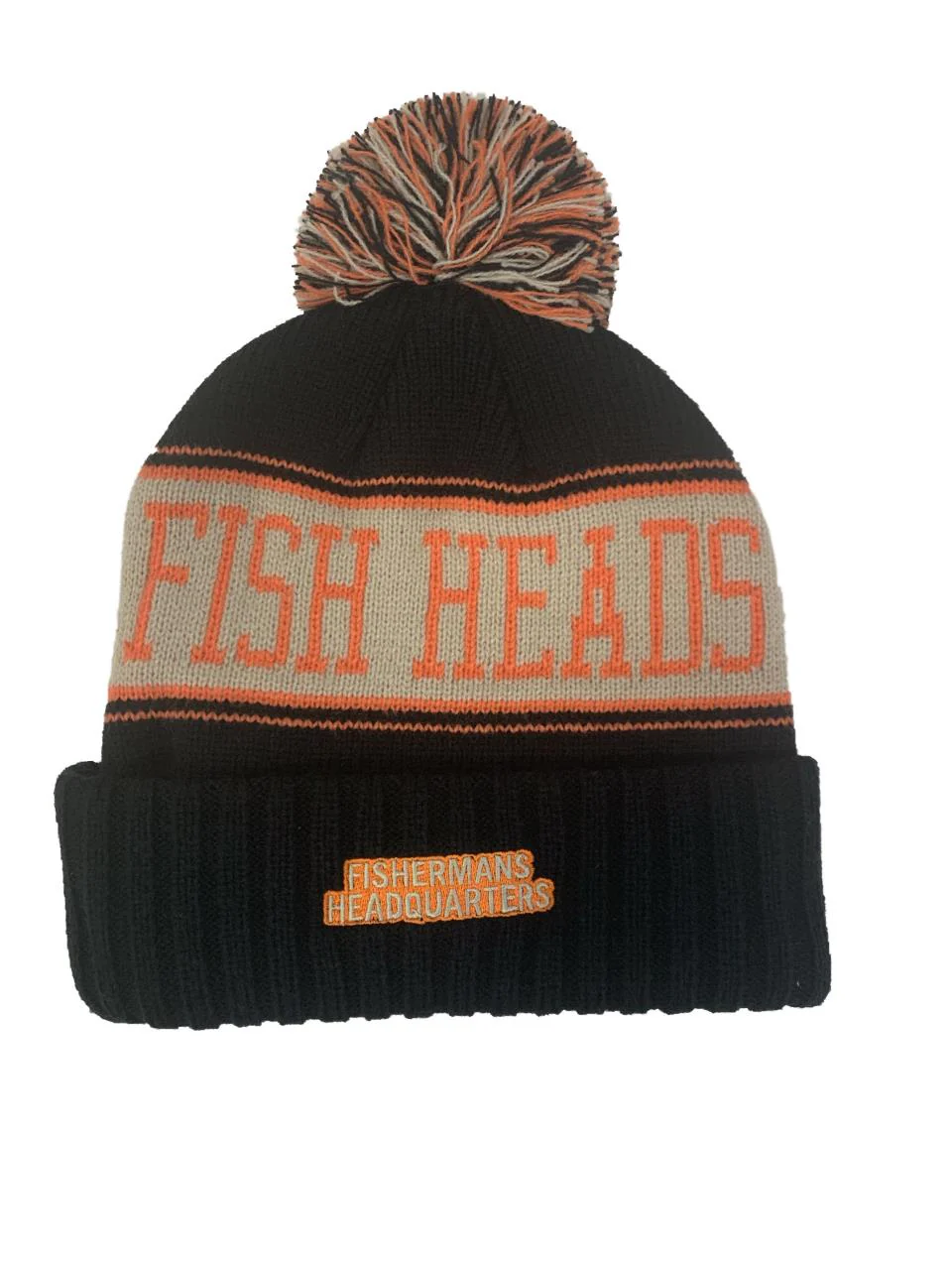 Fish Heads Striper Wave Patch Pom Pom Beanie - Image 10