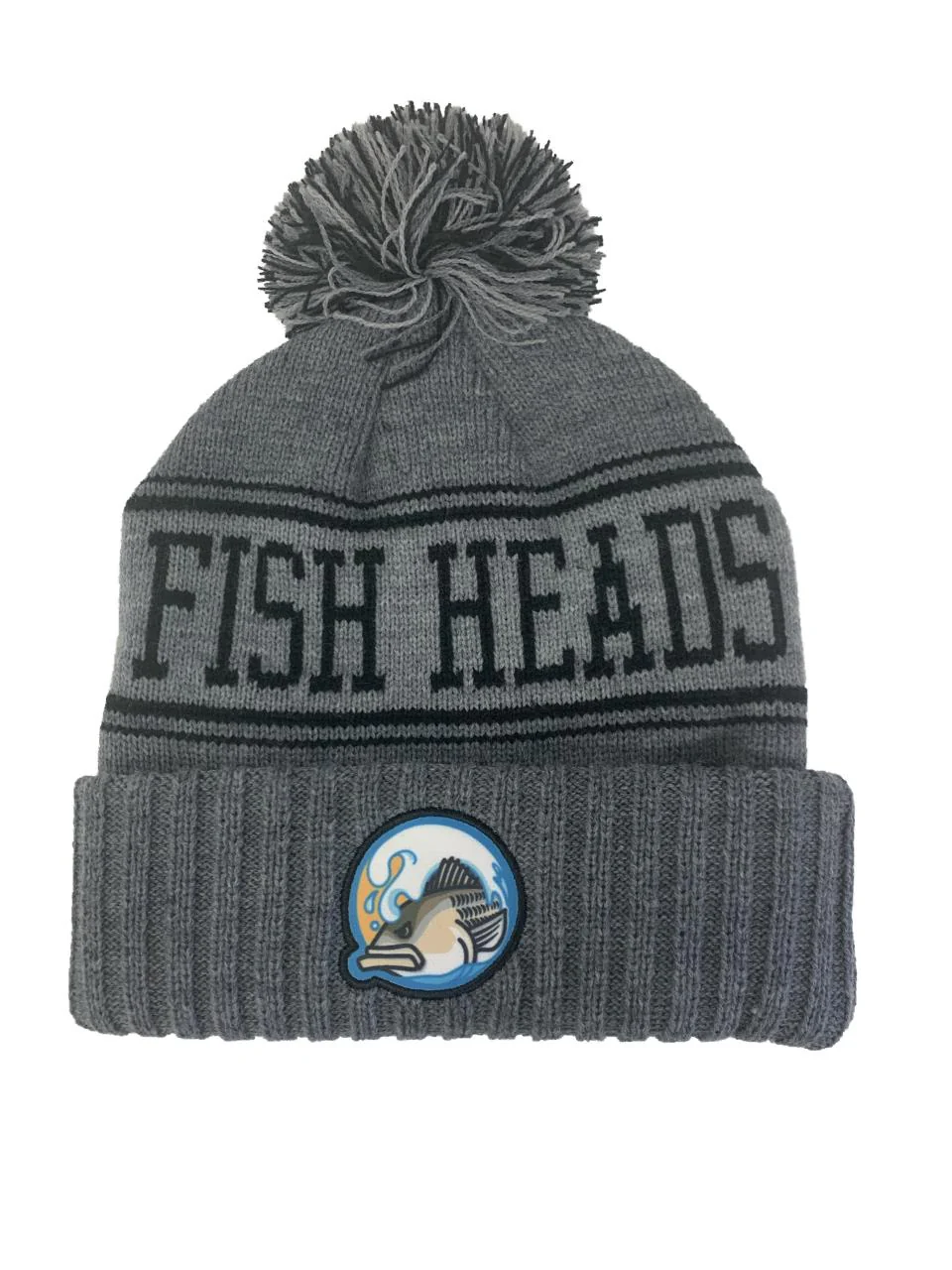 Fish Heads Striper Wave Patch Pom Pom Beanie - Image 15