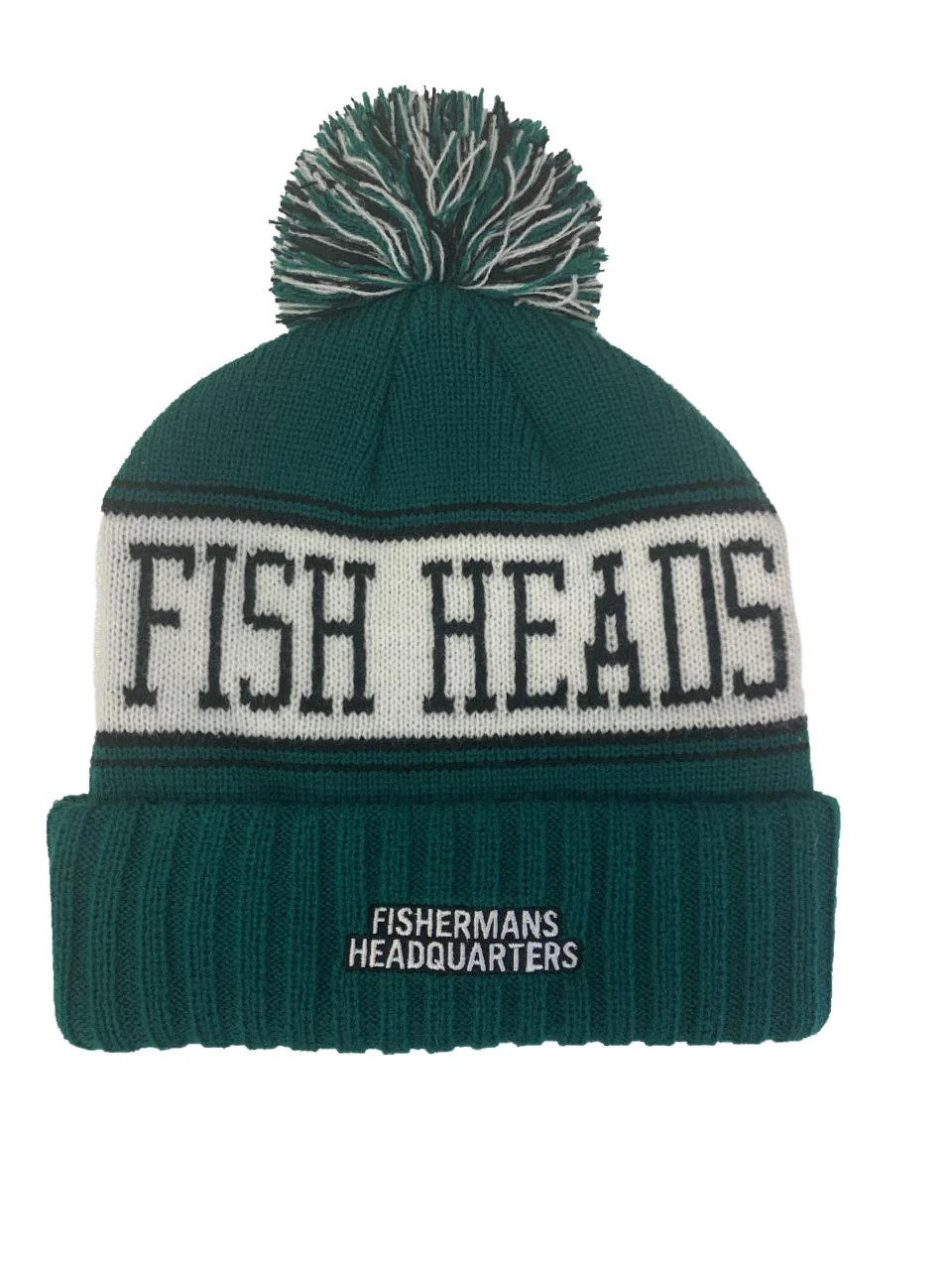 Fish Heads Striper Wave Patch Pom Pom Beanie - Image 6
