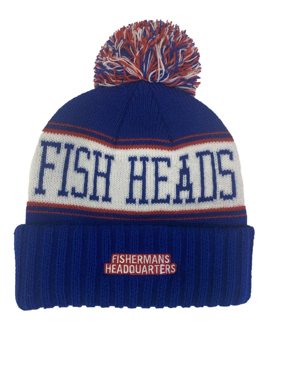 Fish Heads Striper Wave Patch Pom Pom Beanie - Image 8