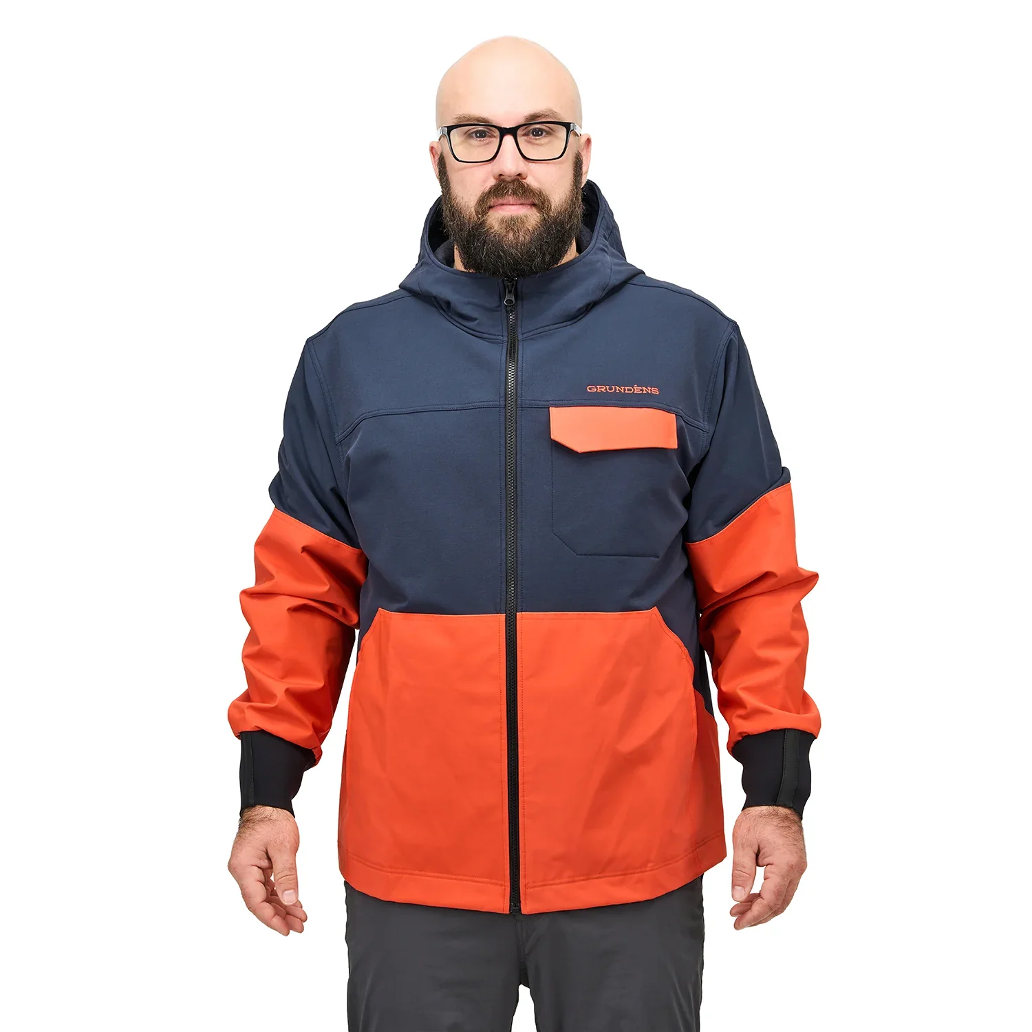 Grundens FishPicking Full Zip Jacket - Navy/Orange - Image 4