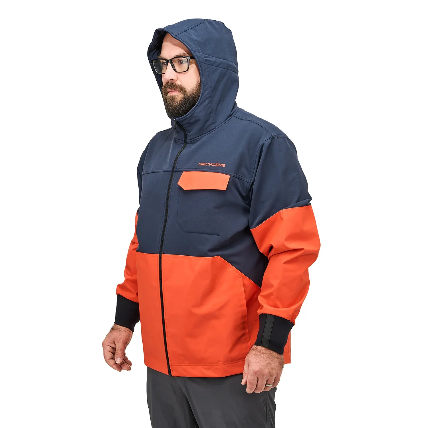 Grundens FishPicking Full Zip Jacket - Navy/Orange - Image 6