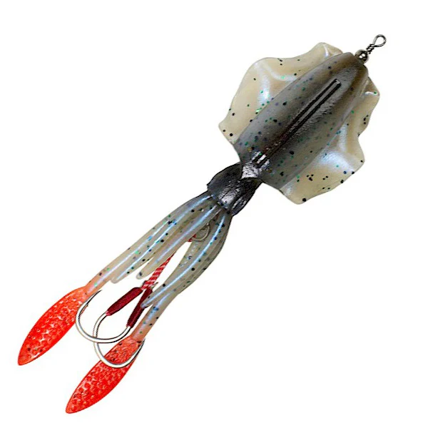 Lunkerhunt MPRS 5.25" Mantle Pre-Rigged Squid 3/0 anodized circle hooks, 1.5oz - Image 3