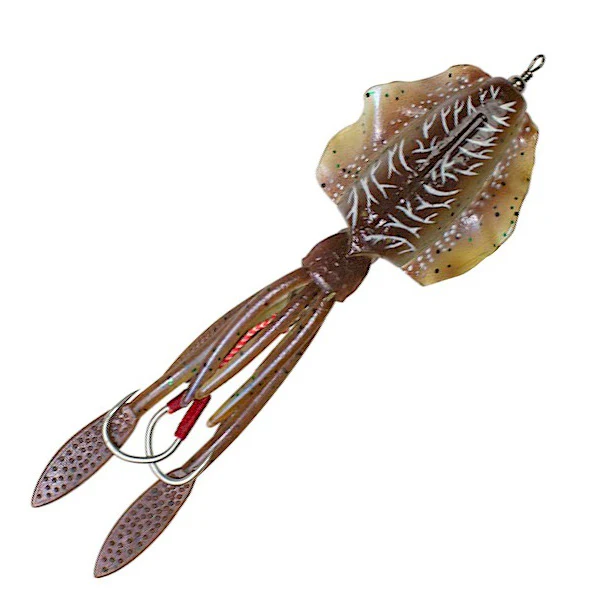 Lunkerhunt MPRS 5.25" Mantle Pre-Rigged Squid 3/0 anodized circle hooks, 1.5oz - Image 4