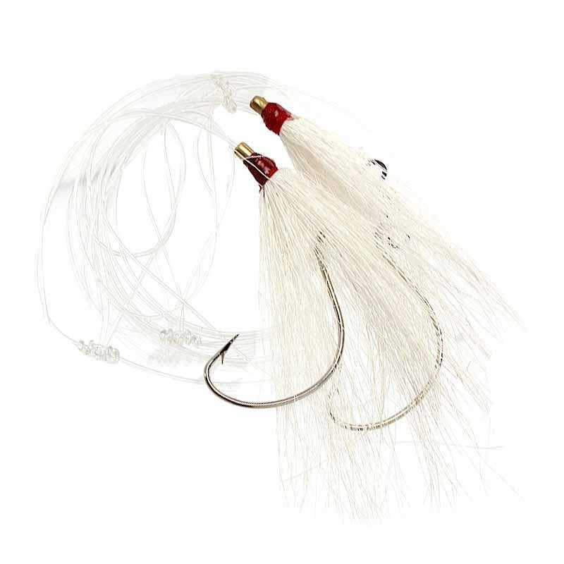 Tsunami TS-4568 Hi-Lo Wide Gap Hook Fluke Rigs with Double Bucktail Teaser - Image 3