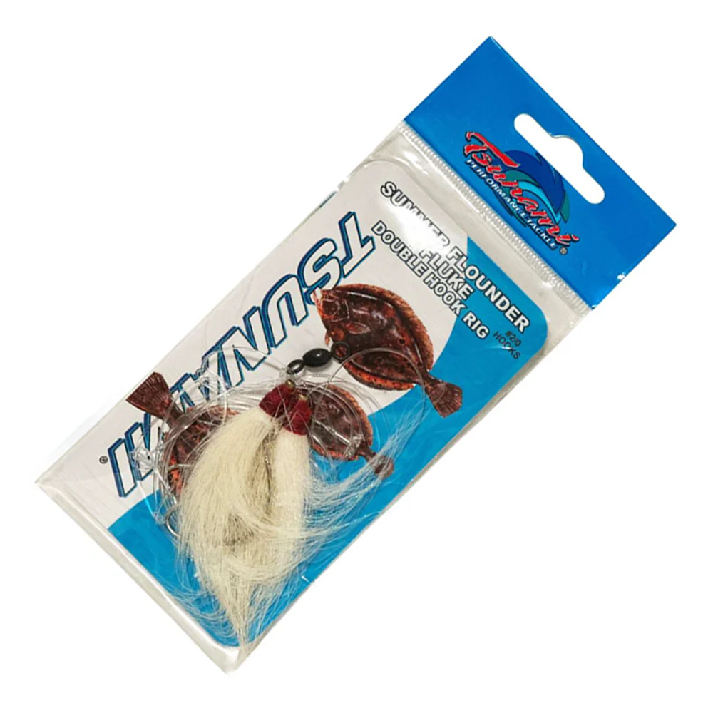 Tsunami TS-4568 Hi-Lo Wide Gap Hook Fluke Rigs with Double Bucktail Teaser - Image 6
